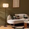 Lampadaire en coton H150cm TOBIE - Noir et blanc