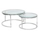 Lot de 2 tables à café rondes gigognes en verre trempé KNEO - Inox