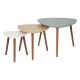 Lot de 3 tables à café triangulaire MILEO - Vert ocre blanc