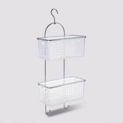 Étagère de douche à 2 paniers - Blanc