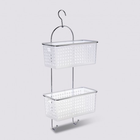 Étagère de douche à 2 paniers - Blanc