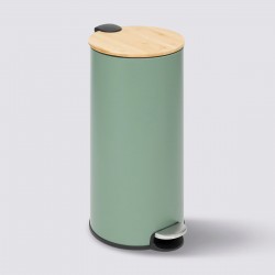 Poubelle ronde couvercle en bambou 30L MODERN COLOR - Vert