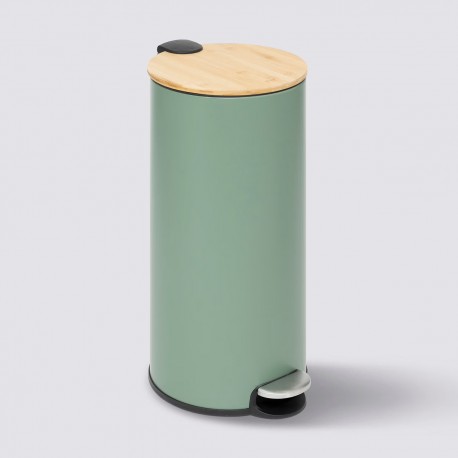 Poubelle ronde couvercle en bambou 30L MODERN COLOR - Vert