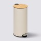 Poubelle ronde couvercle en bambou 30L MODERN COLOR - Beige lin