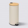 Poubelle ronde couvercle en bambou 30L MODERN COLOR - Beige lin