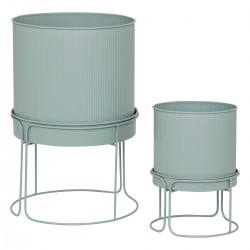 Lot de 2 cache pots en métal AZE - Vert céladon