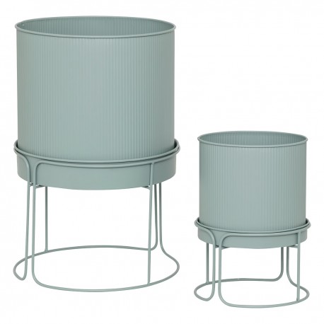 Lot de 2 cache pots en métal AZE - Vert céladon