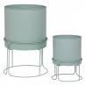 Lot de 2 cache pots en métal AZE - Vert céladon