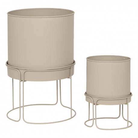 Lot de 2 cache pots en métal AZE - Beige lin