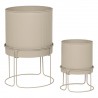 Lot de 2 cache pots en métal AZE - Beige lin