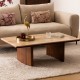Table basse en travertin et acacia JIVAN - Marron