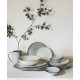 Assiette plate ovale en céramique 30X18cm FLOWER FACTORY - Gris crème