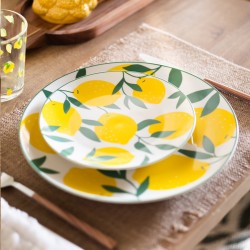 Assiette de dessert en porcelaine D19cm CITRONS