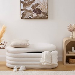 Banc coffre en bouclette GIULIA - Blanc