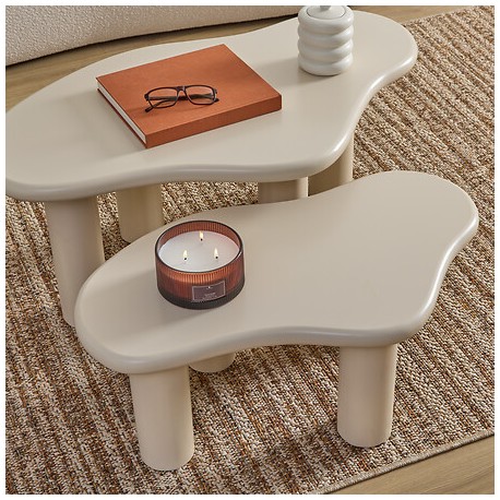 Lot de 2 tables basses OLAO - Ivoire