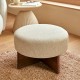 Pouf en bouclette pieds en pin KAYAN - Argile