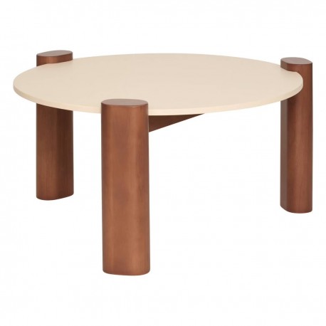 Table basse D85cm JILANI - Marron et blanc