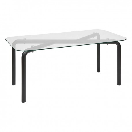 Table à manger en verre et métal 180X90cm HECATE - Noir