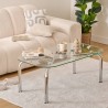 Table basse en verre et métal 100X60cm HECATE - Argenté