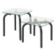 Lot de 2 tables à café en verre et métal HECATE - Noir