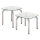 Lot de 2 tables à café en verre et métal HECATE - Chrome