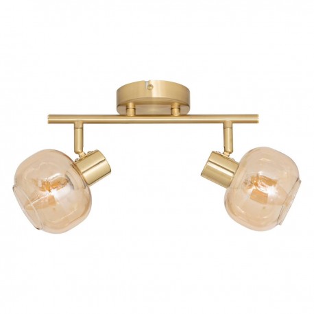 Applique/plafonnier 2 lampes en verre ambré PILIA - Doré