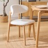 Chaise en bouclette pieds en bois d'hévéa SARI - Bois