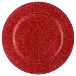Assiette de présentation en plastique D33cm pailletée - Rouge