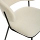 Chaise en tissu chenille pieds en métal noir ALBA - Ivoire