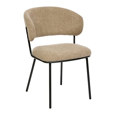 Chaise en tissu chenille pieds en métal noir ALBA - Taupe