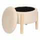 Tabouret coffre en tissu chenille ELKI - Ivoire