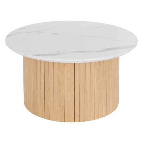 Table basse D70cm HOMELYA - Naturel et effet marbre
