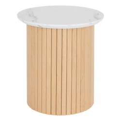 Table à café D45cm HOMELYA - Naturel et effet marbre