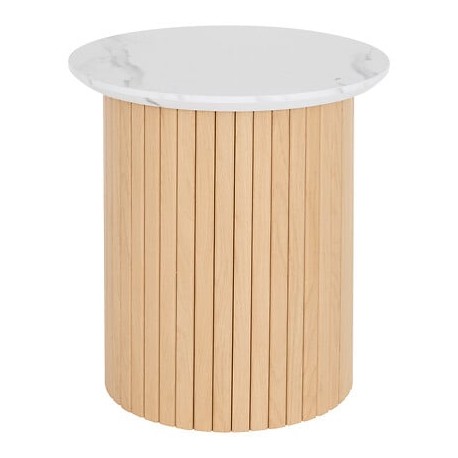 Table à café D45cm HOMELYA - Naturel et effet marbre