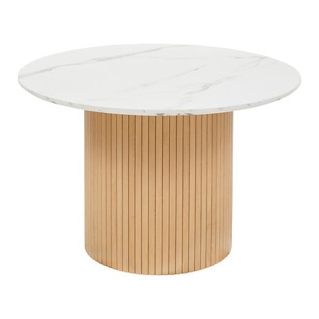 Table à manger D110cm HOMELYA - Naturel et effet marbre