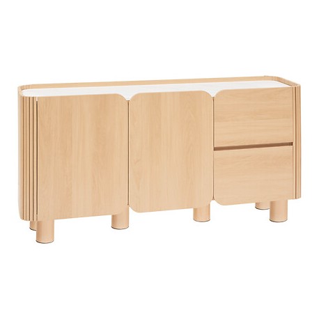 Buffet 2 portes et 2 tiroirs HOMELYA - Naturel et effet marbre