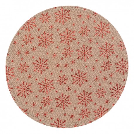 Set de table rond effet jute D38cm LA MAISON DES COULEURS - Flocon rouge