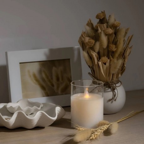 Bougie LED contenant en verre SENA - Blanc chaud