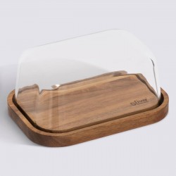 Beurrier socle en acacia L17cm - Marron