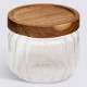 Bocal en verre strié 0,3L couvercle en acacia HARMONY - Transparent