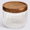 Bocal en verre strié 0,3L couvercle en acacia HARMONY - Transparent