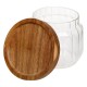 Bocal en verre strié 0,3L couvercle en acacia HARMONY - Transparent