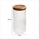 Bocal en verre strié 1L couvercle en acacia HARMONY - Transparent
