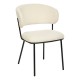 Chaise en tissu chenille pieds en métal noir ALBA - Ivoire