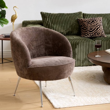 Fauteuil en velours côtelé TILDAE moccha