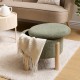 Tabouret coffre en tissu chenille ELKI kaki, ouvert