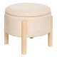 Tabouret coffre en tissu chenille ELKI - Ivoire