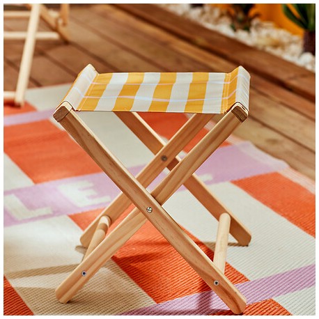 Tabouret pliant toile à rayures POOLSIDE, jaune