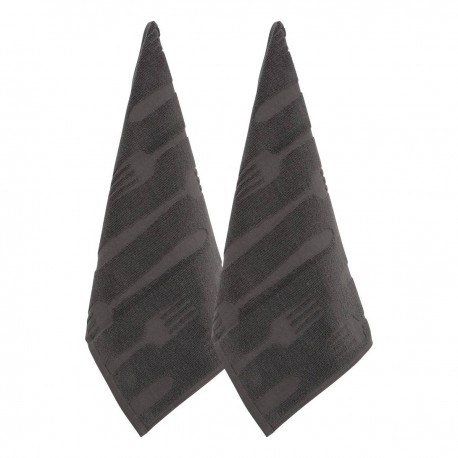 Lot de 2 torchons 45X70cm TERRY - Gris