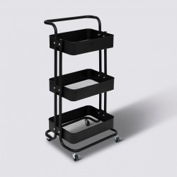 Desserte 3 niveaux en métal BLAKC EDITION - Noir
